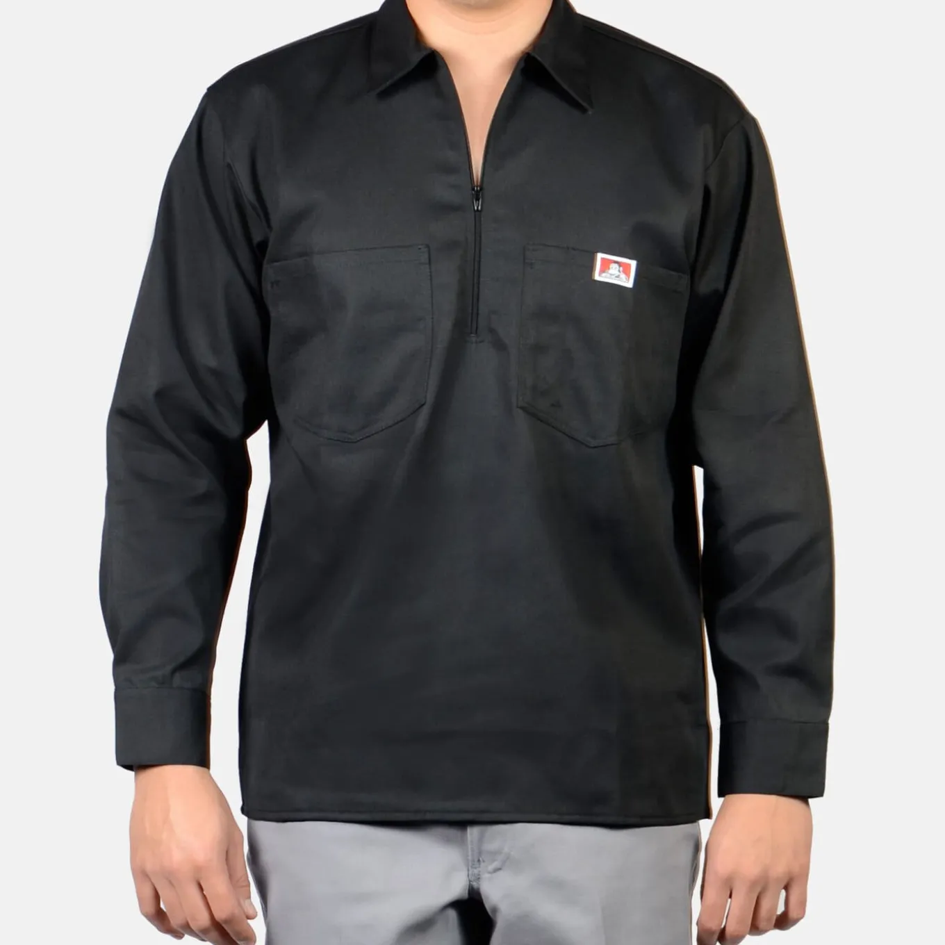 Ben Davis Long Sleeve Solid 1/2 Zip Shirt -