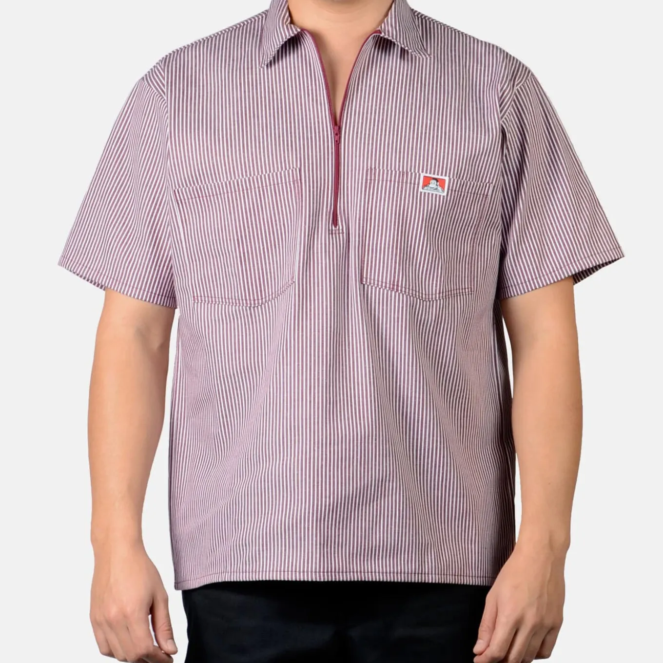 Ben Davis Short Sleeve Striped 1/2 Zip Shirt -