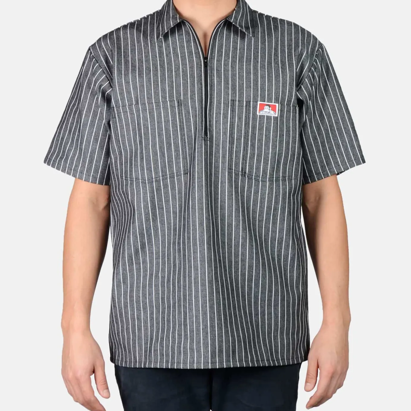 Ben Davis Short Sleeve Striped 1/2 Zip Shirt -