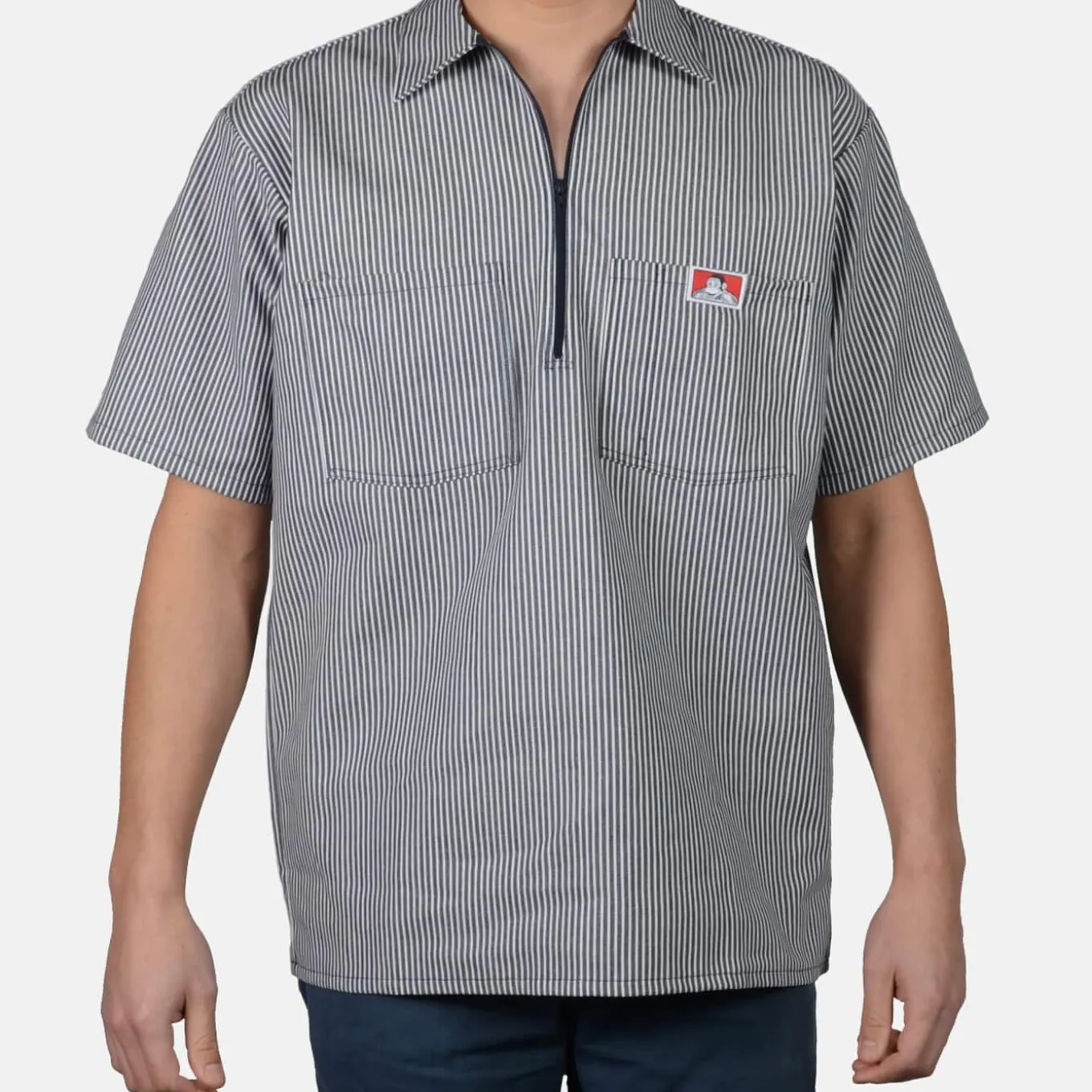 Ben Davis Short Sleeve Striped 1/2 Zip Shirt -